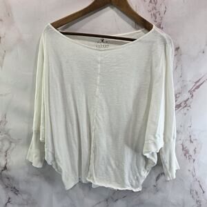 Anthropologie T Shirt Womens Medium White Batwing Dolman Velvet Graham Spencer